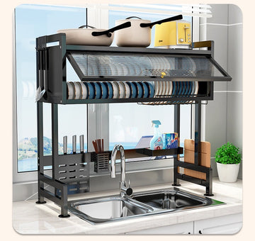 Heavy Duty Dish Rack with Closing Cover