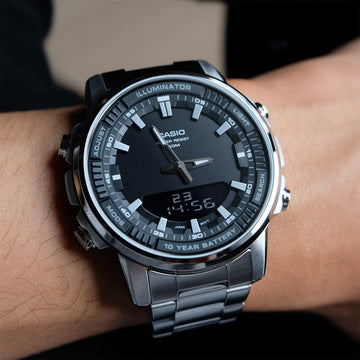 Casio Dual Time Stainless Steel Watch