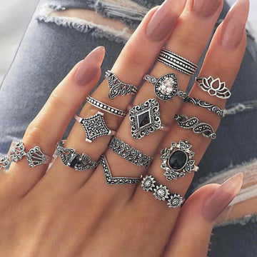Vintage Beautiful Classic 15 pcs Ring Set