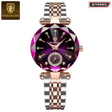 Poedagar Stainless Steel Crystal Chrono Ladies Watch